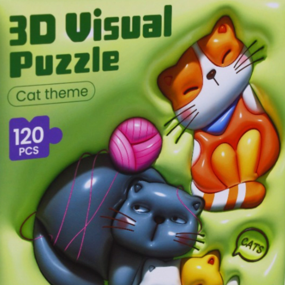 3-D Visual Puzzle - Cat Theme