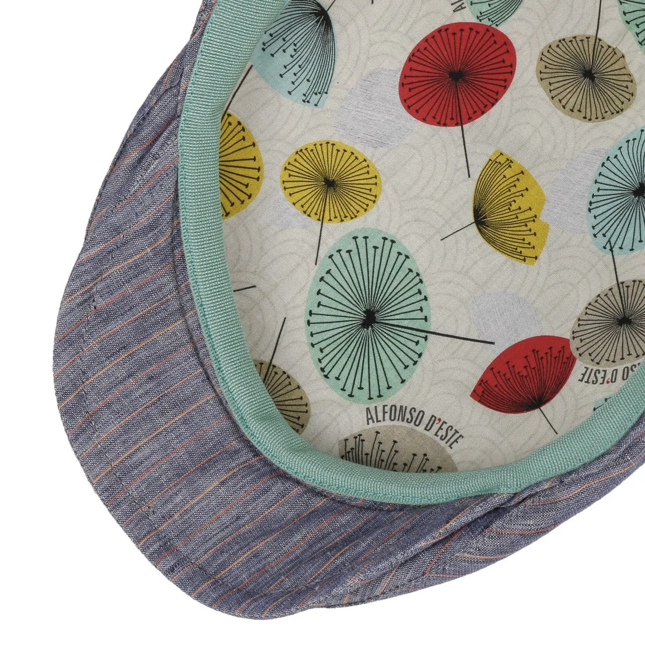 Alfonso D´Este Hats Twotone Stripes Linen Flat Cap by Alfonso D'Este