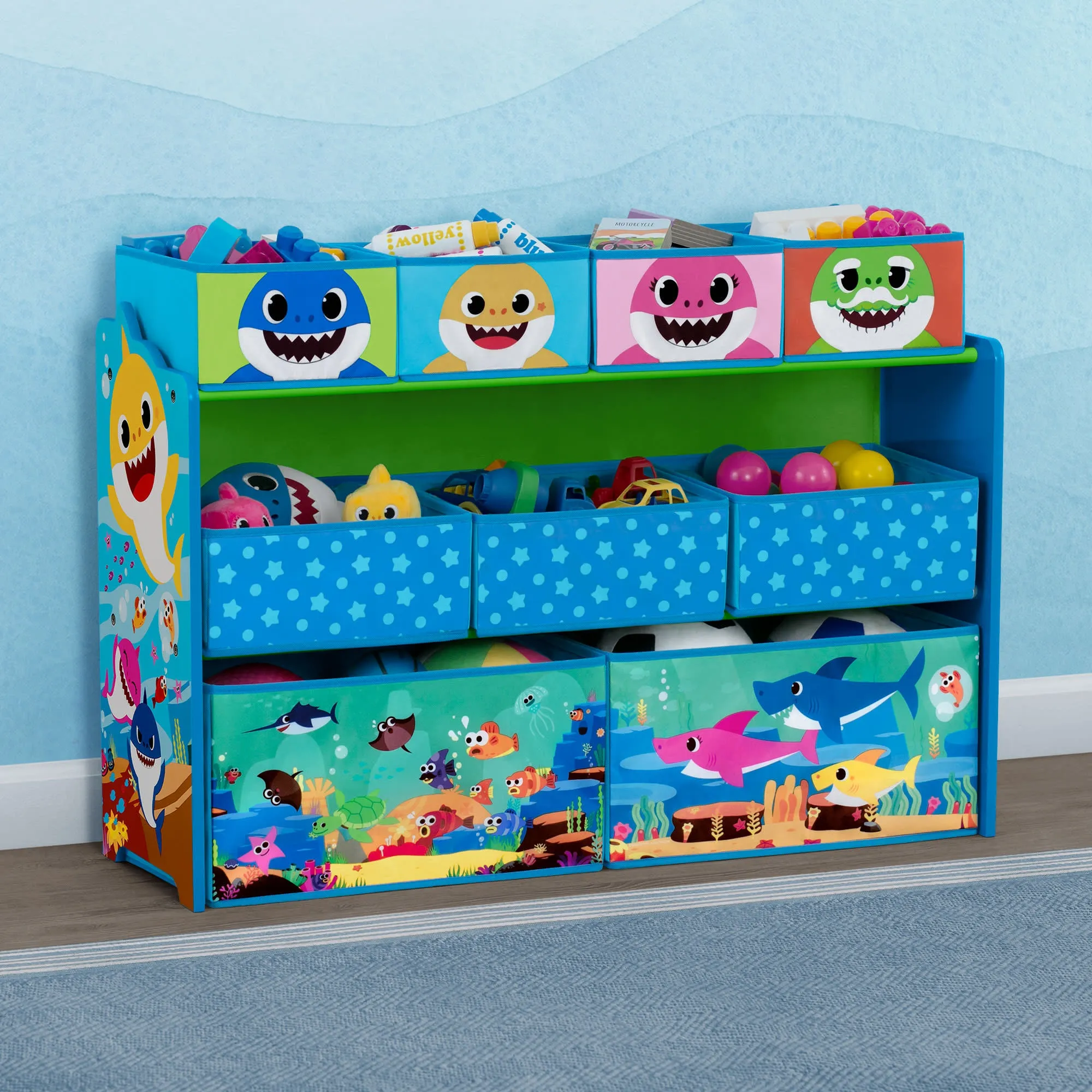 Baby Shark Deluxe 9 Bin Design and Store Toy Organizer Babykids_Delta Children_Toy Storage & Bookshelves