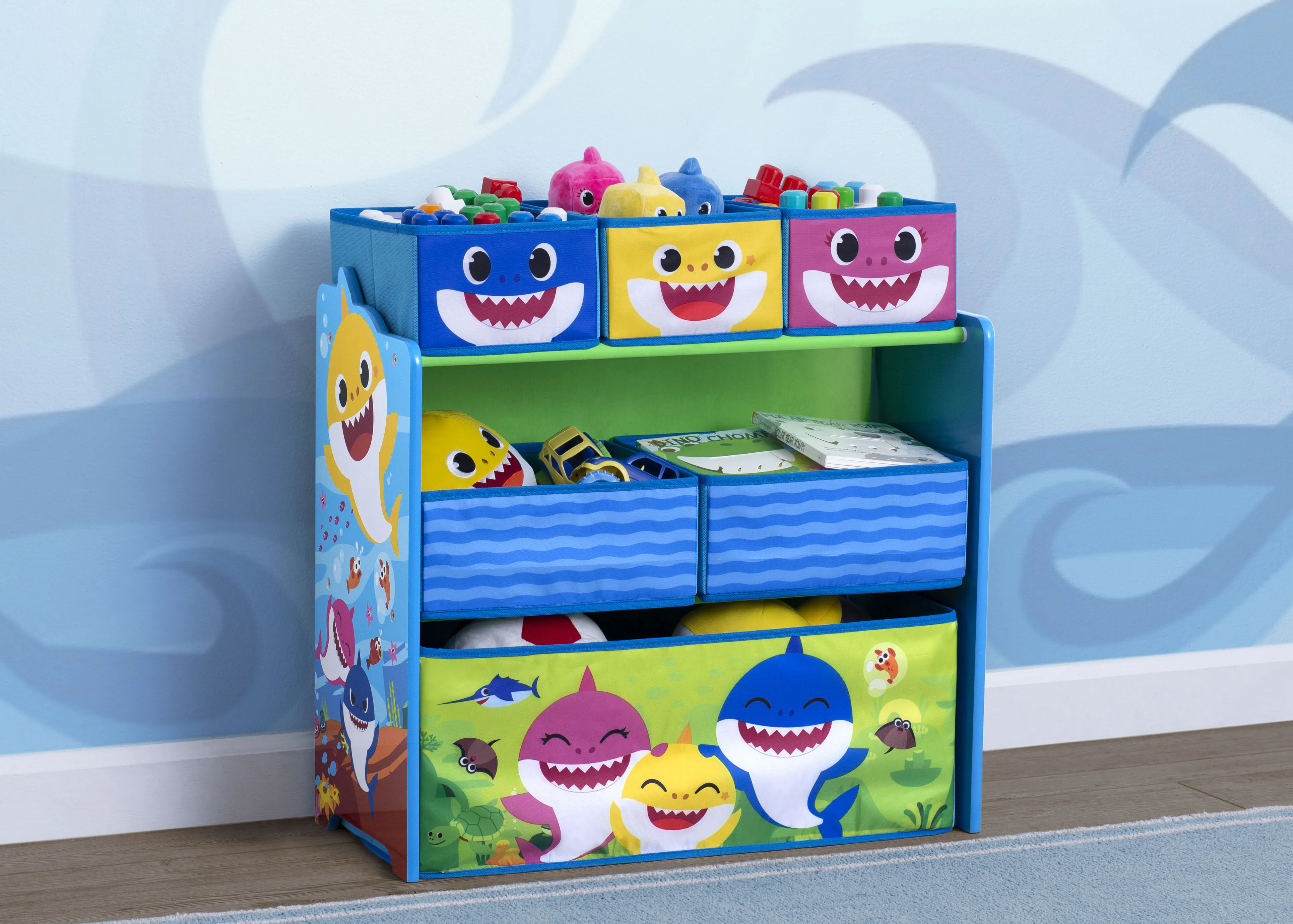 Baby Shark Design & Store 6 Bin Toy Storage Organizer Babykids_Delta Children_Toy Storage & Bookshelves