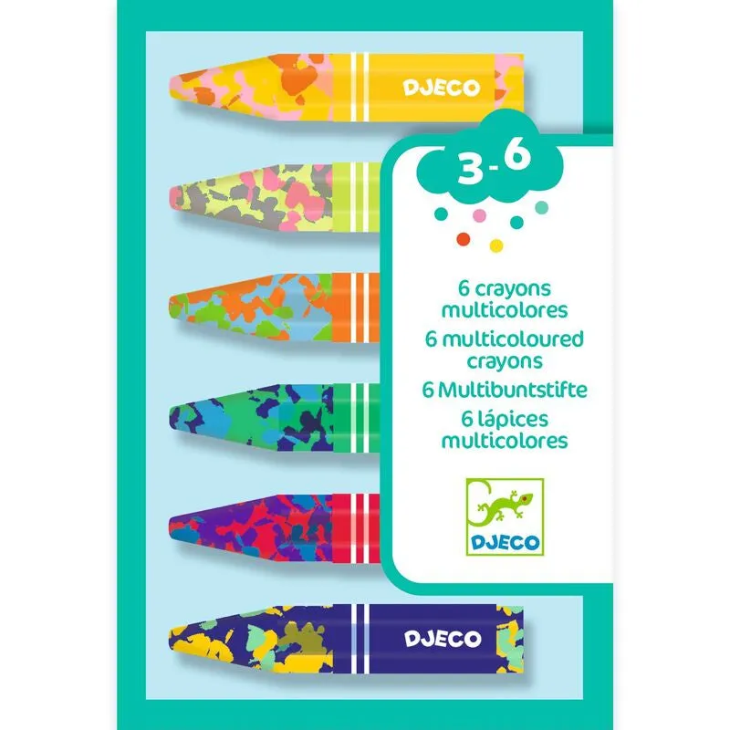 Babykids_Djeco_Toys 6 Multicoloured Flower Crayons