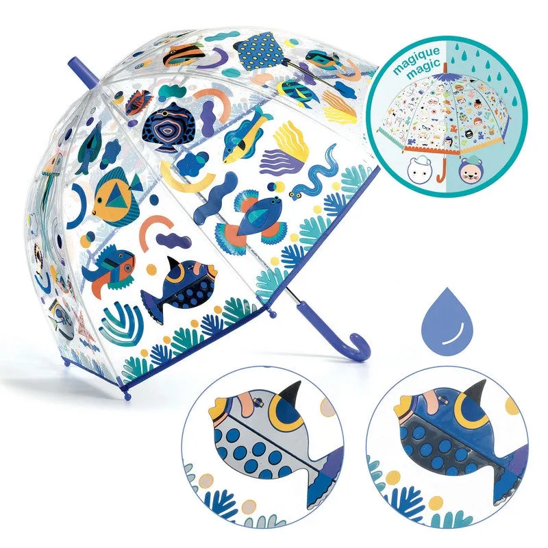 Babykids_Djeco_Toys Fish Themed Colour Change PVC Child Umbrella
