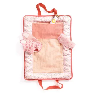 Babykids_Djeco_Toys Pomea Collection Pink Peak Doll Changing Bag Set