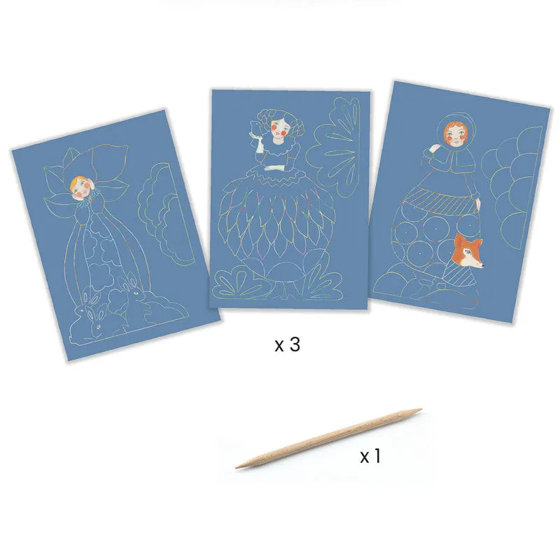Babykids_Djeco_Toys Pretty Dresses Sculpture Scratch Cards