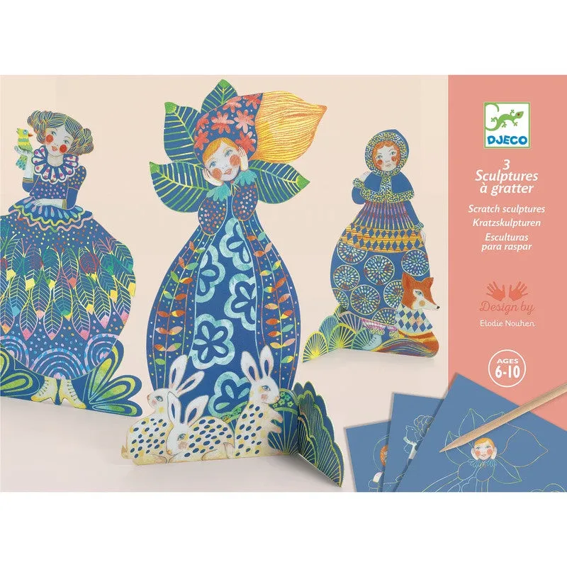 Babykids_Djeco_Toys Pretty Dresses Sculpture Scratch Cards