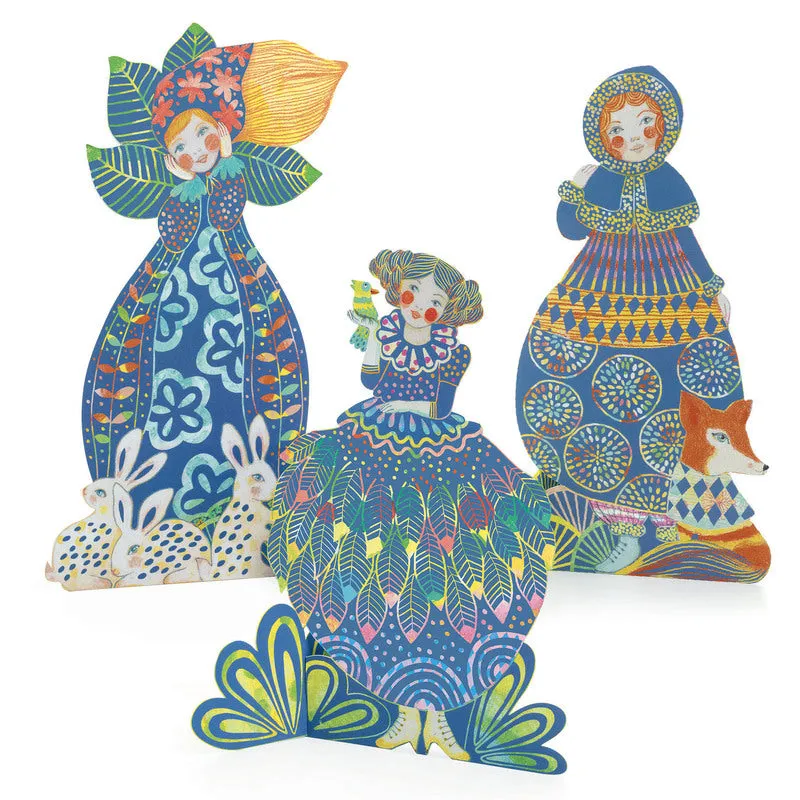 Babykids_Djeco_Toys Pretty Dresses Sculpture Scratch Cards