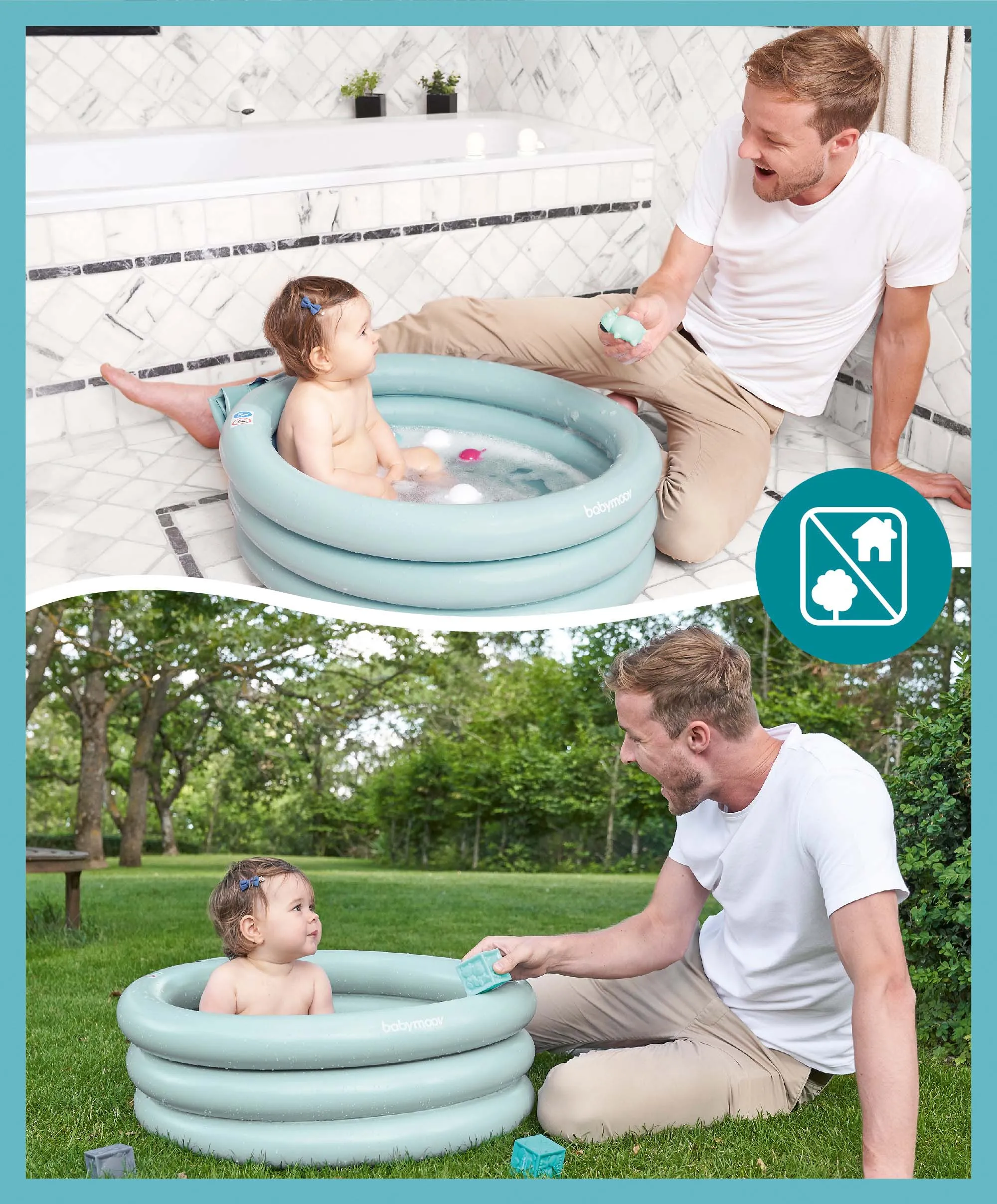 Babymoov 2-in-1 Inflatable Bath Tub & Paddling Pool - Blue