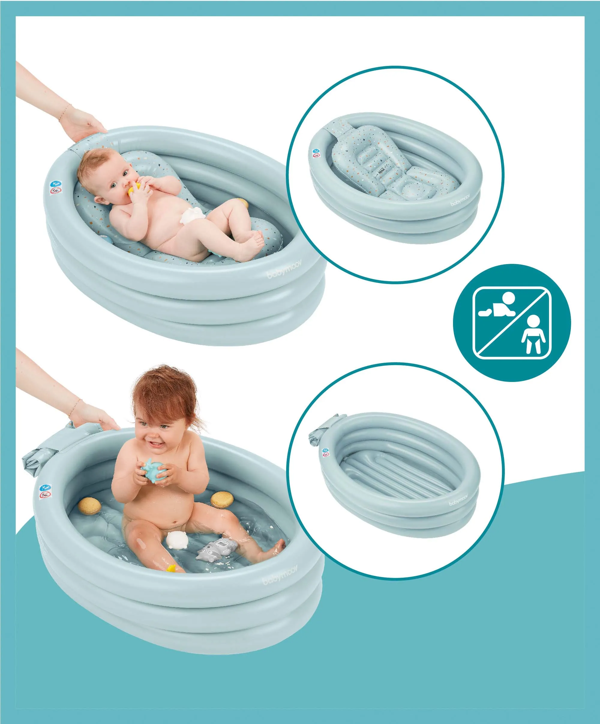 Babymoov 2-in-1 Inflatable Bath Tub & Paddling Pool - Blue