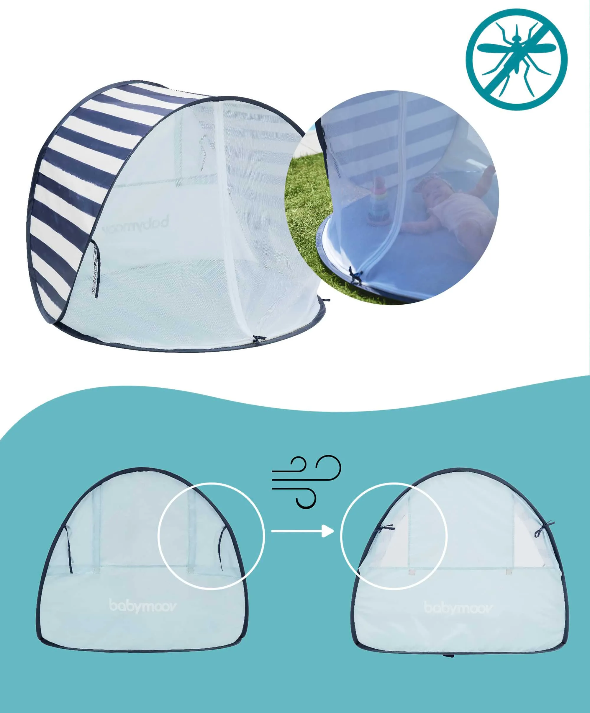 Babymoov Anti-UV Tent 50  UPF Protection - Mariniere