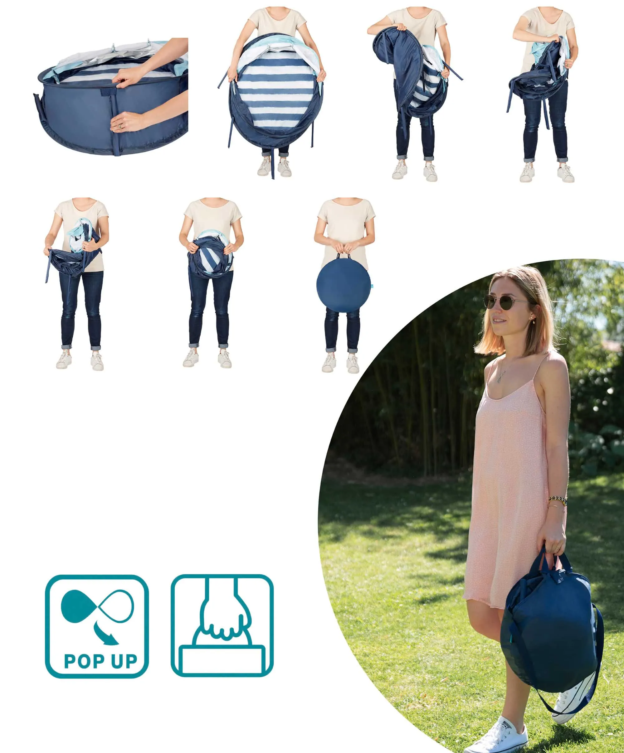Babymoov Babyni Anti-UV Tent Playpen UPF 50  - Mariniere