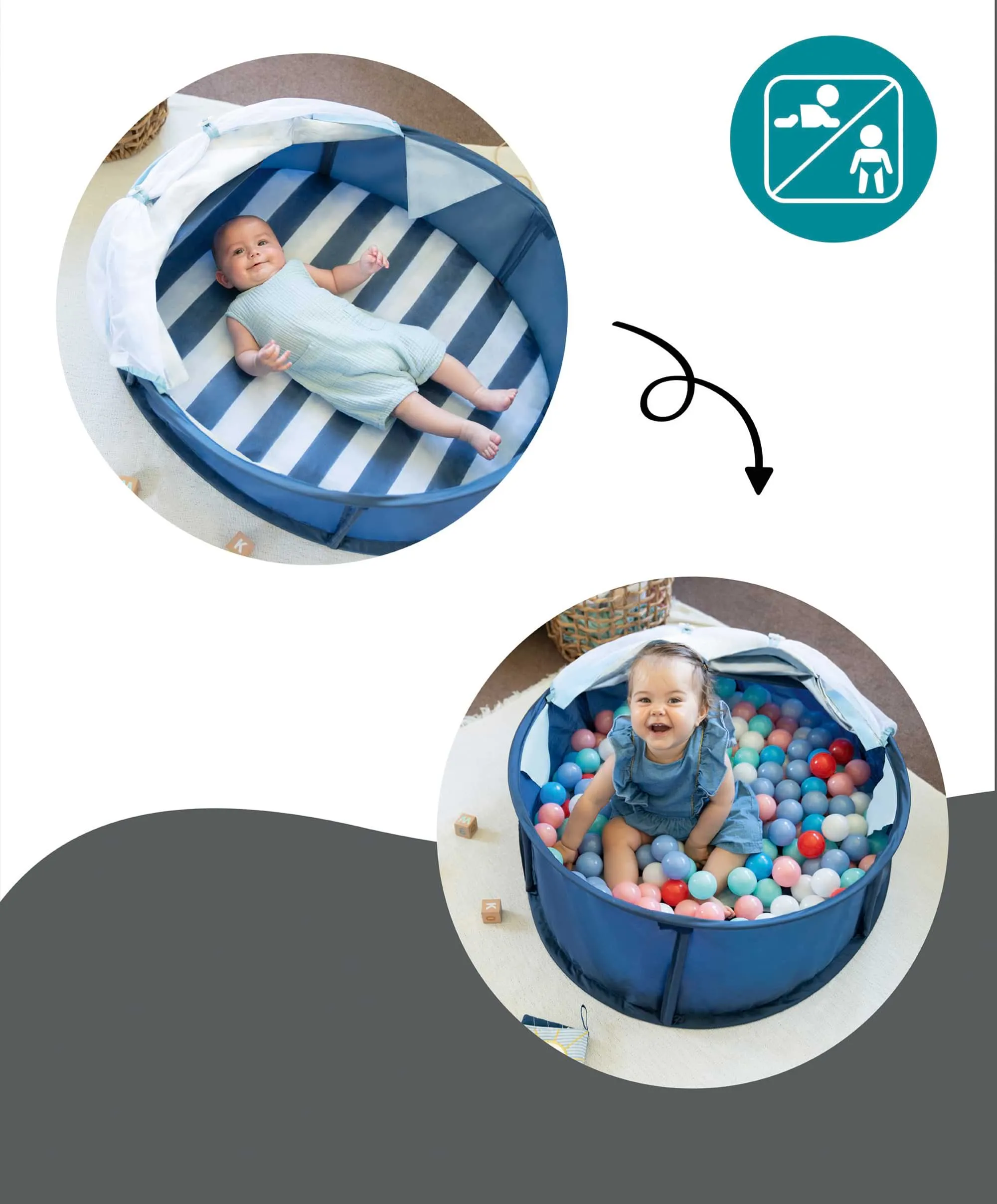 Babymoov Babyni Anti-UV Tent Playpen UPF 50  - Mariniere