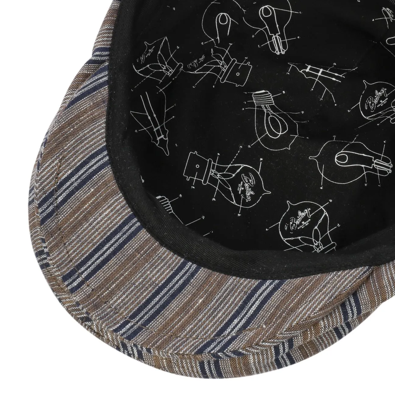 Bailey 1922 Hats Fleet Stripes Flat Cap by Bailey 1922
