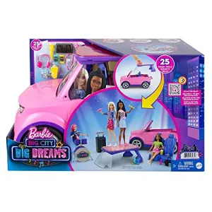 Barbie Toys Barbie: Big City, Big Dreams Transforming Vehicle Playset, Pink 2-Seater SUV Re