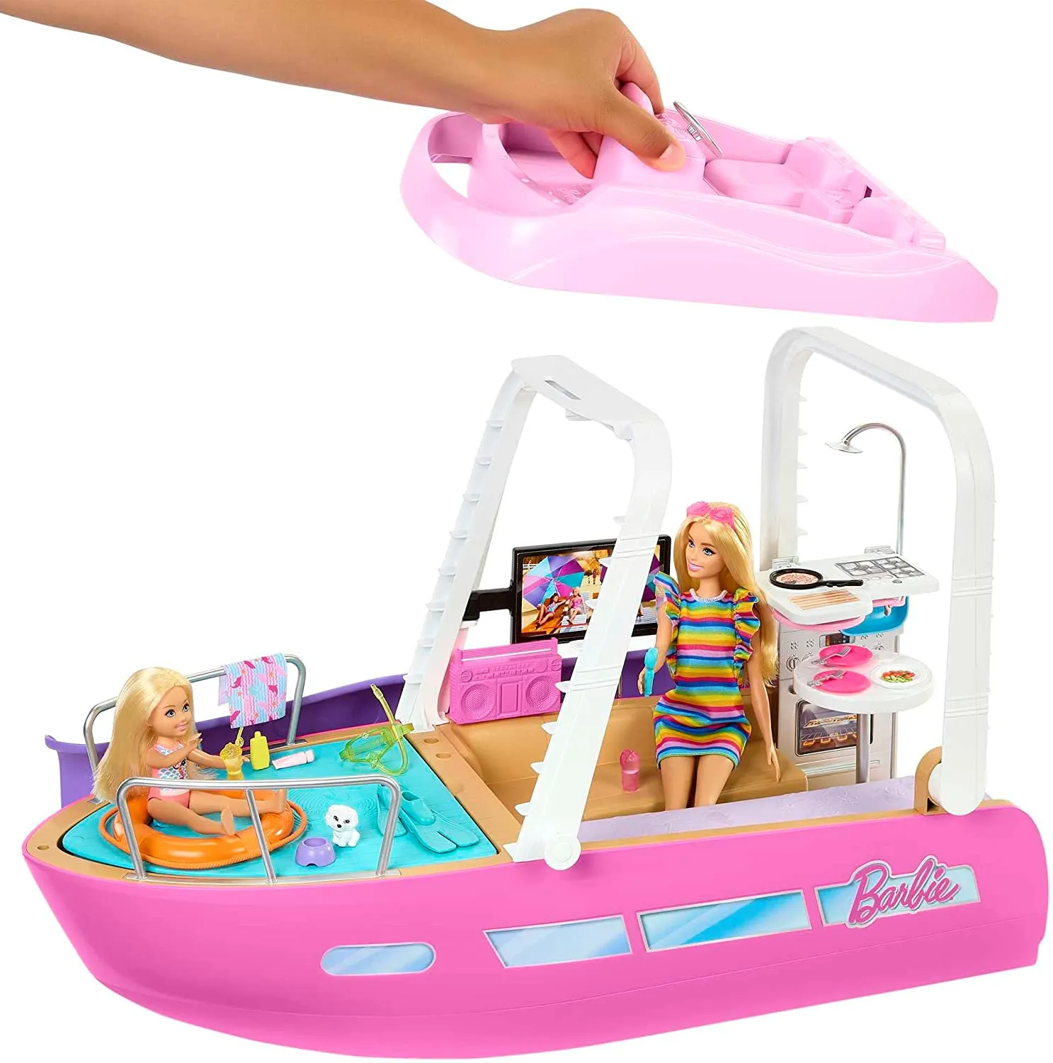 Barbie Toys Barbie Boat with Pool and Slide, Dream Boat Playset Includes 20  Pieces