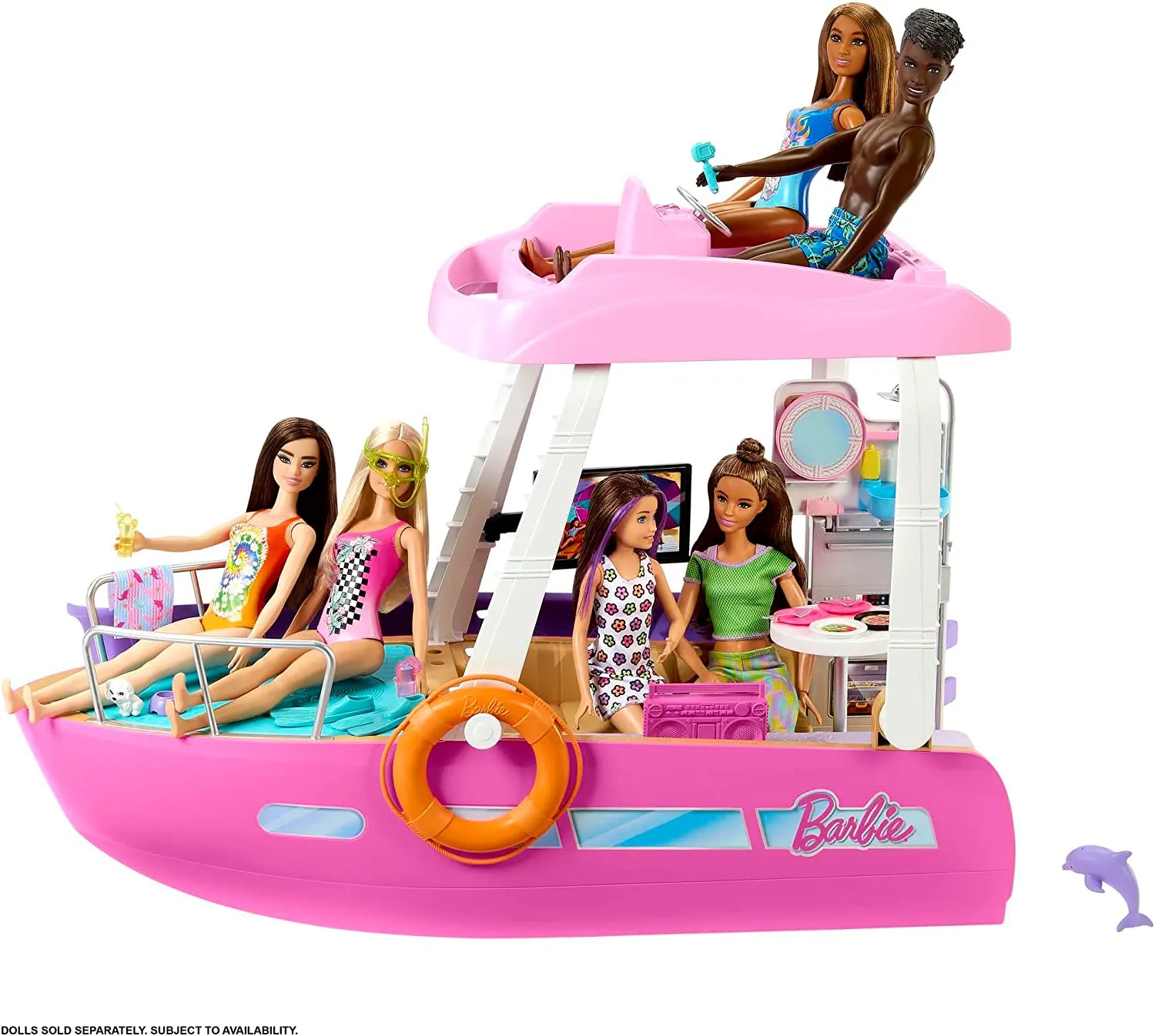 Barbie Toys Barbie Boat with Pool and Slide, Dream Boat Playset Includes 20  Pieces