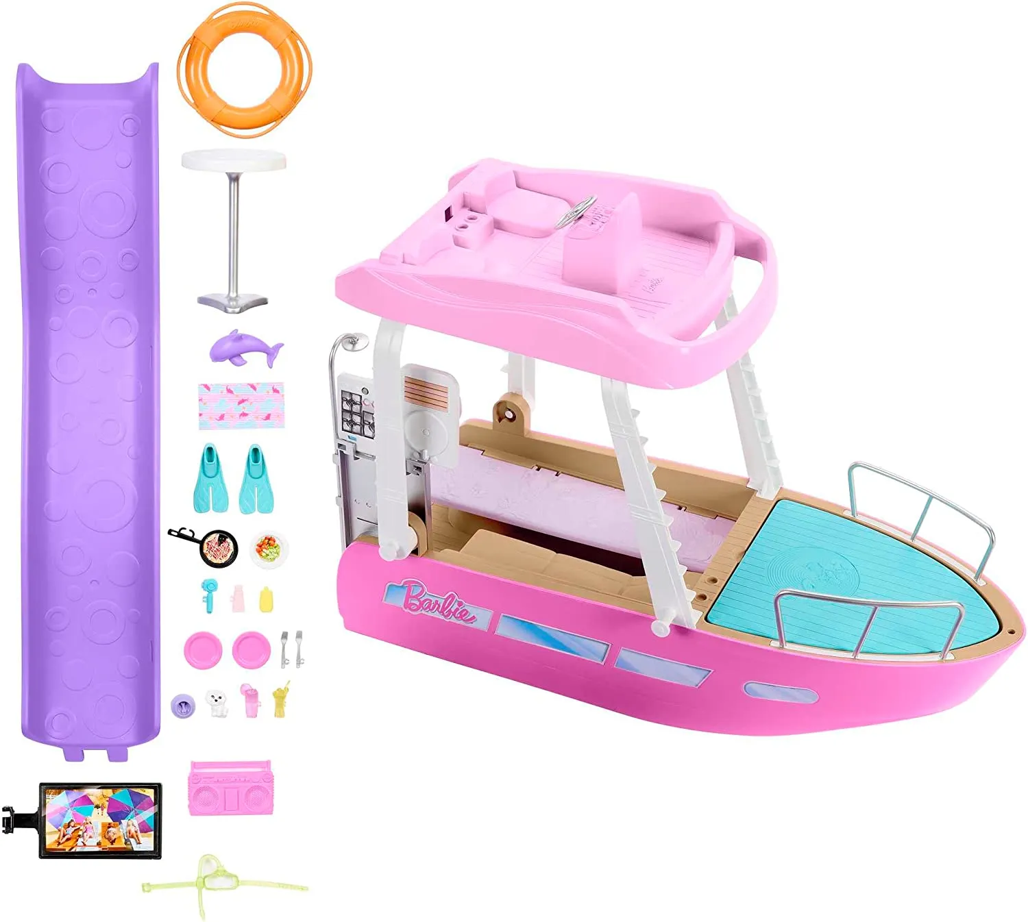 Barbie Toys Barbie Boat with Pool and Slide, Dream Boat Playset Includes 20  Pieces