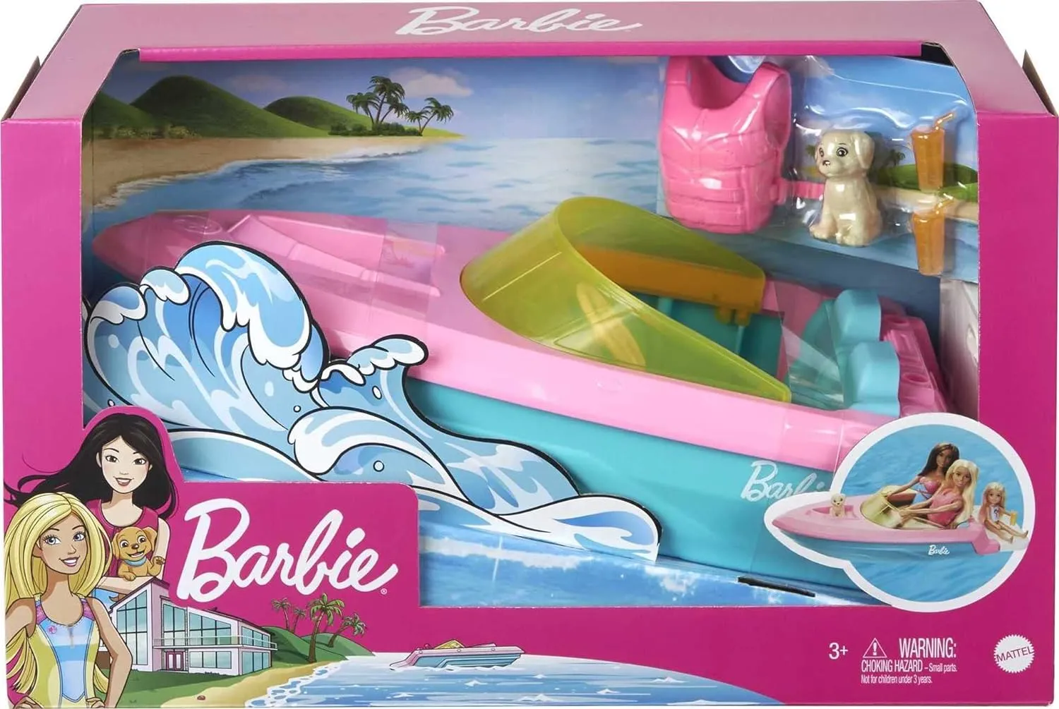 Barbie Toys Barbie Boat with Puppy and Accessories