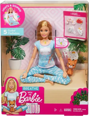 Barbie Toys Barbie Breathe with Me Meditation Doll, Blonde, with 5 Lights & Guided Meditation Exercises