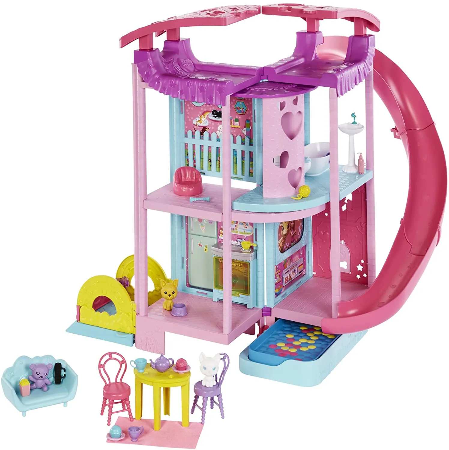 Barbie Toys Barbie Chelsea Playhouse (~20-in) Dollhouse with Pets & 15  Accessories
