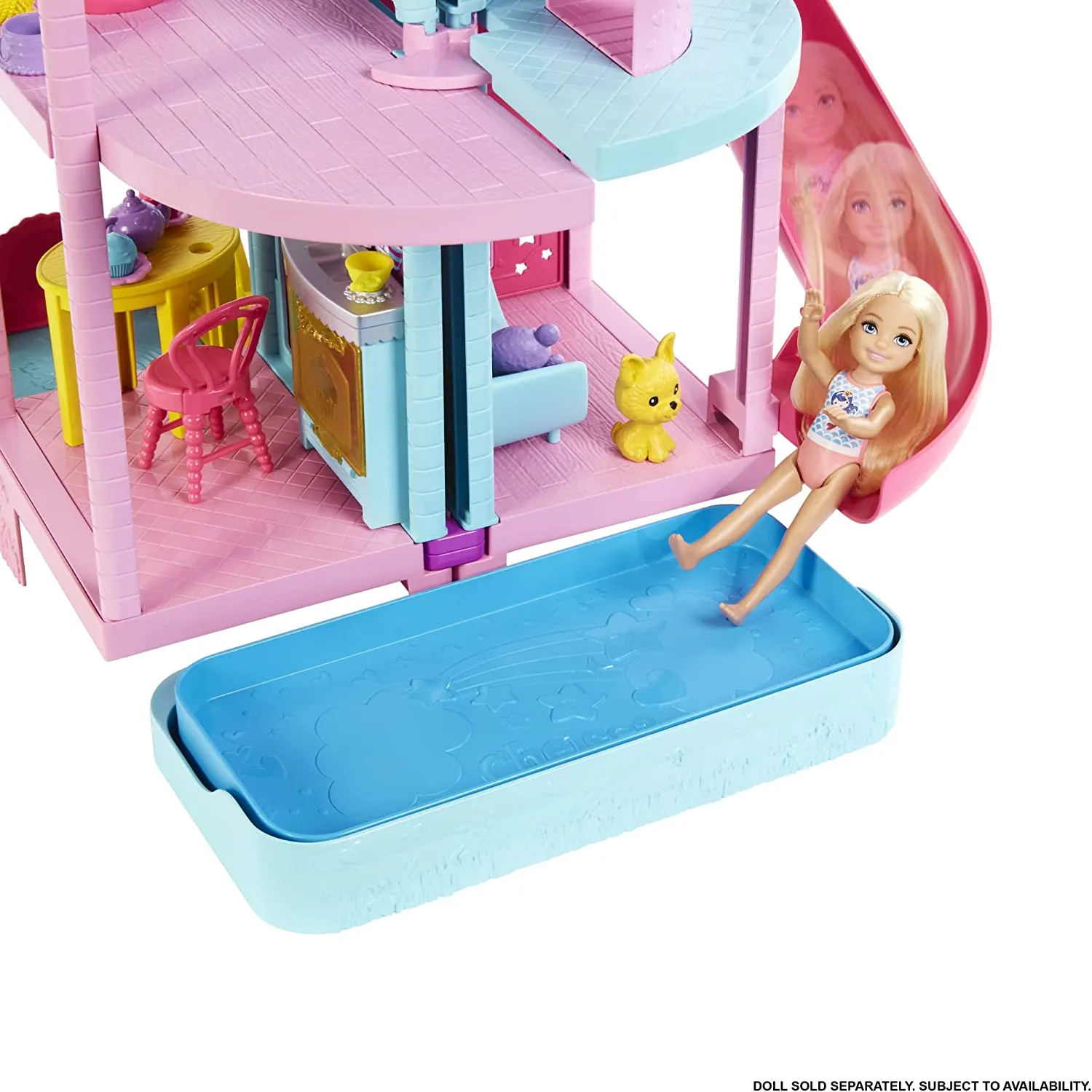 Barbie Toys Barbie Chelsea Playhouse (~20-in) Dollhouse with Pets & 15  Accessories