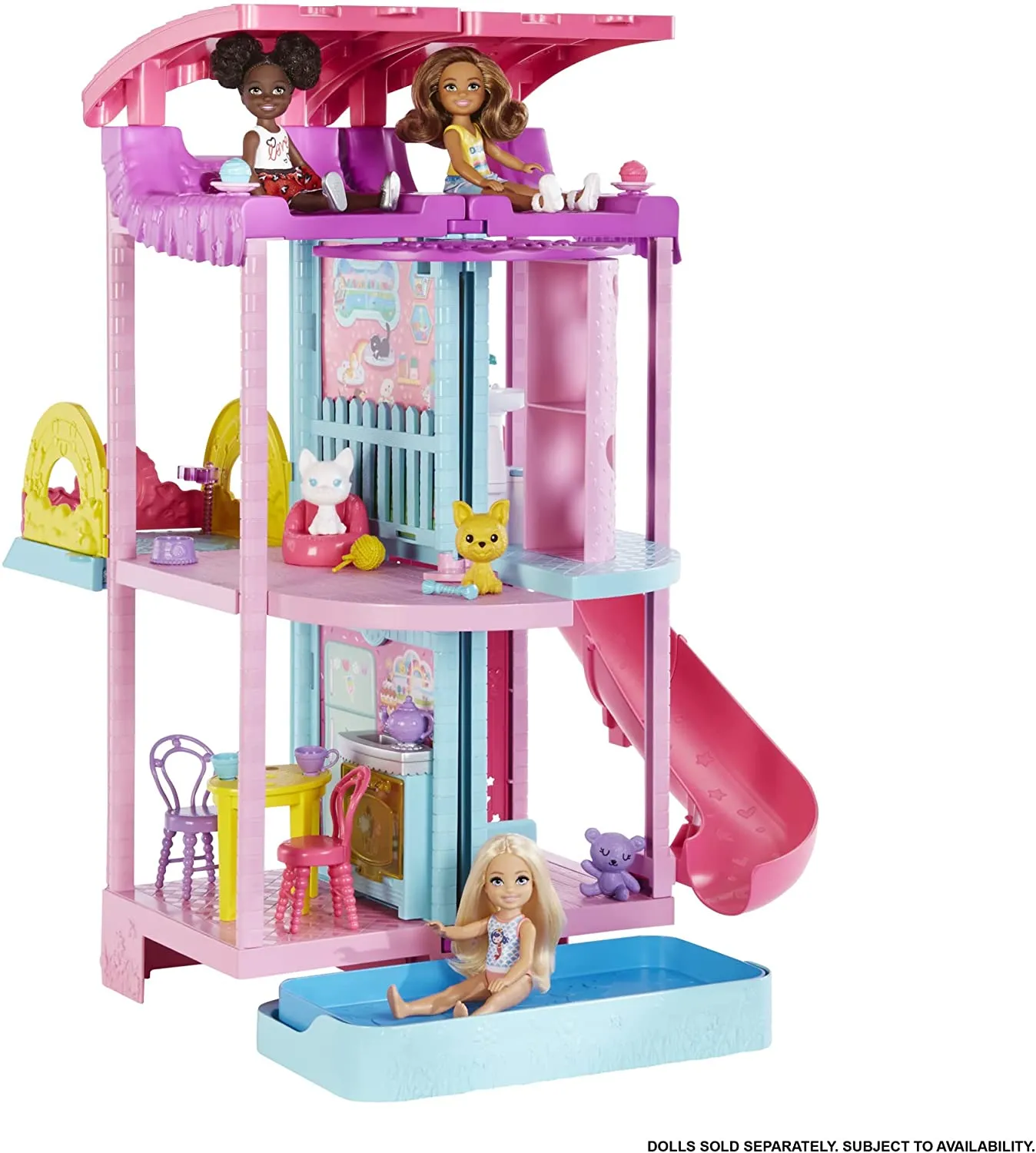 Barbie Toys Barbie Chelsea Playhouse (~20-in) Dollhouse with Pets & 15  Accessories