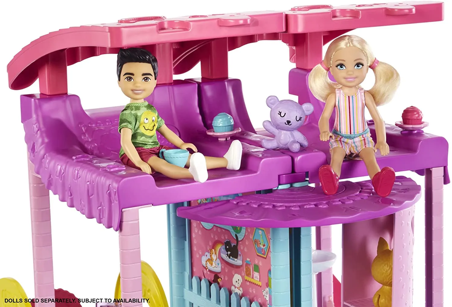 Barbie Toys Barbie Chelsea Playhouse (~20-in) Dollhouse with Pets & 15  Accessories