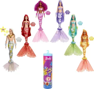 Barbie Toys Barbie Colour Reveal Mermaid Doll - Metallic Blue with Rainbows - 7 Surprises (HCC46)