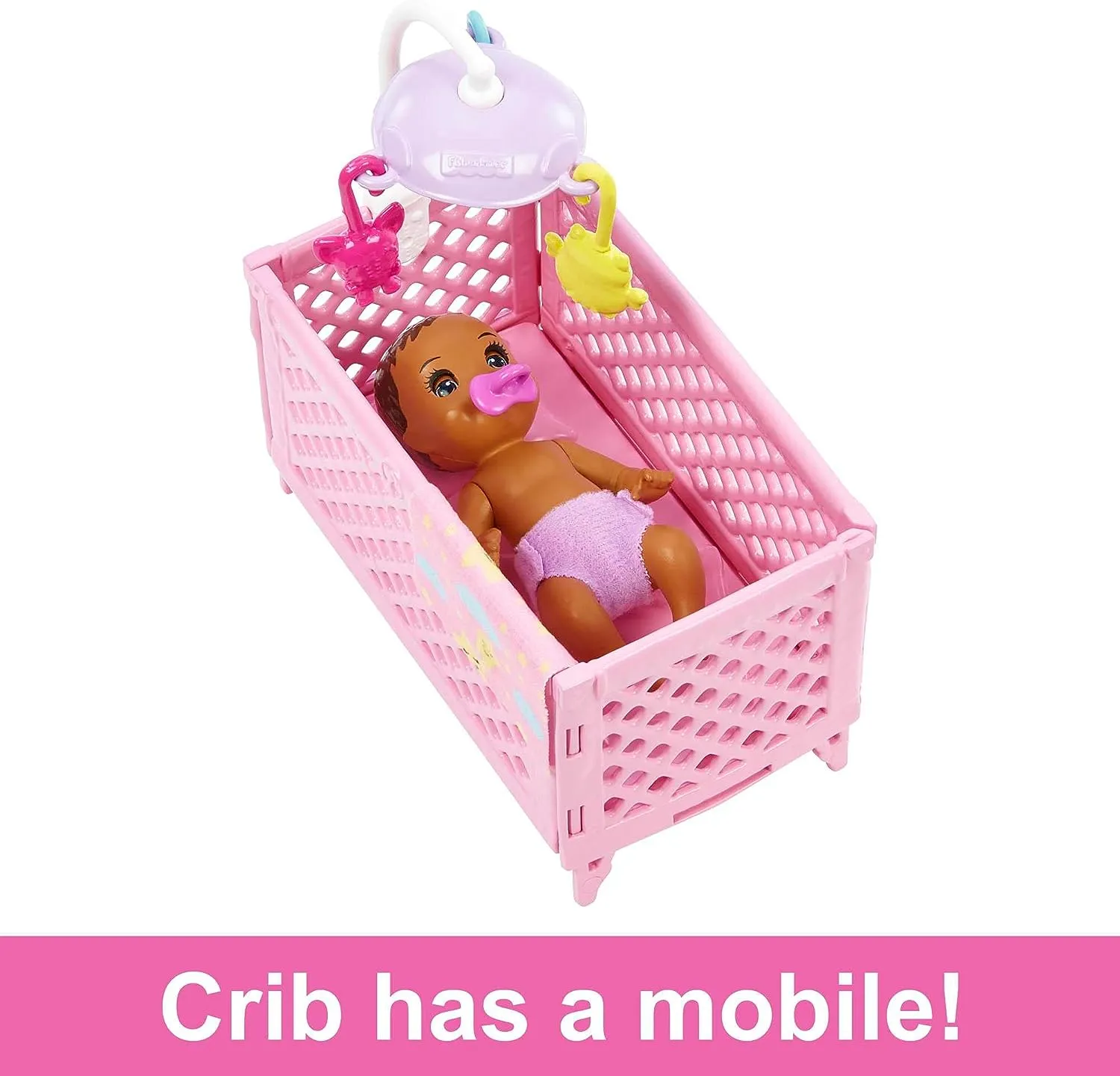Barbie Toys Barbie Doll and Accessories, Crib Playset with Skipper Friend Doll, Baby Doll with Sleepy Eyes