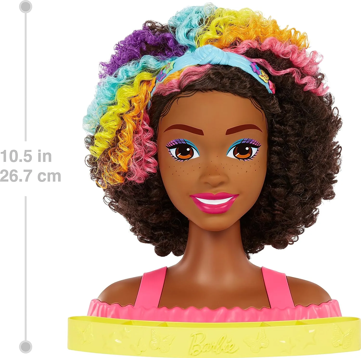 Barbie Toys Barbie Doll Deluxe Styling Head with Color Reveal Accessories and Curly Brown Neon Rainbow Hair