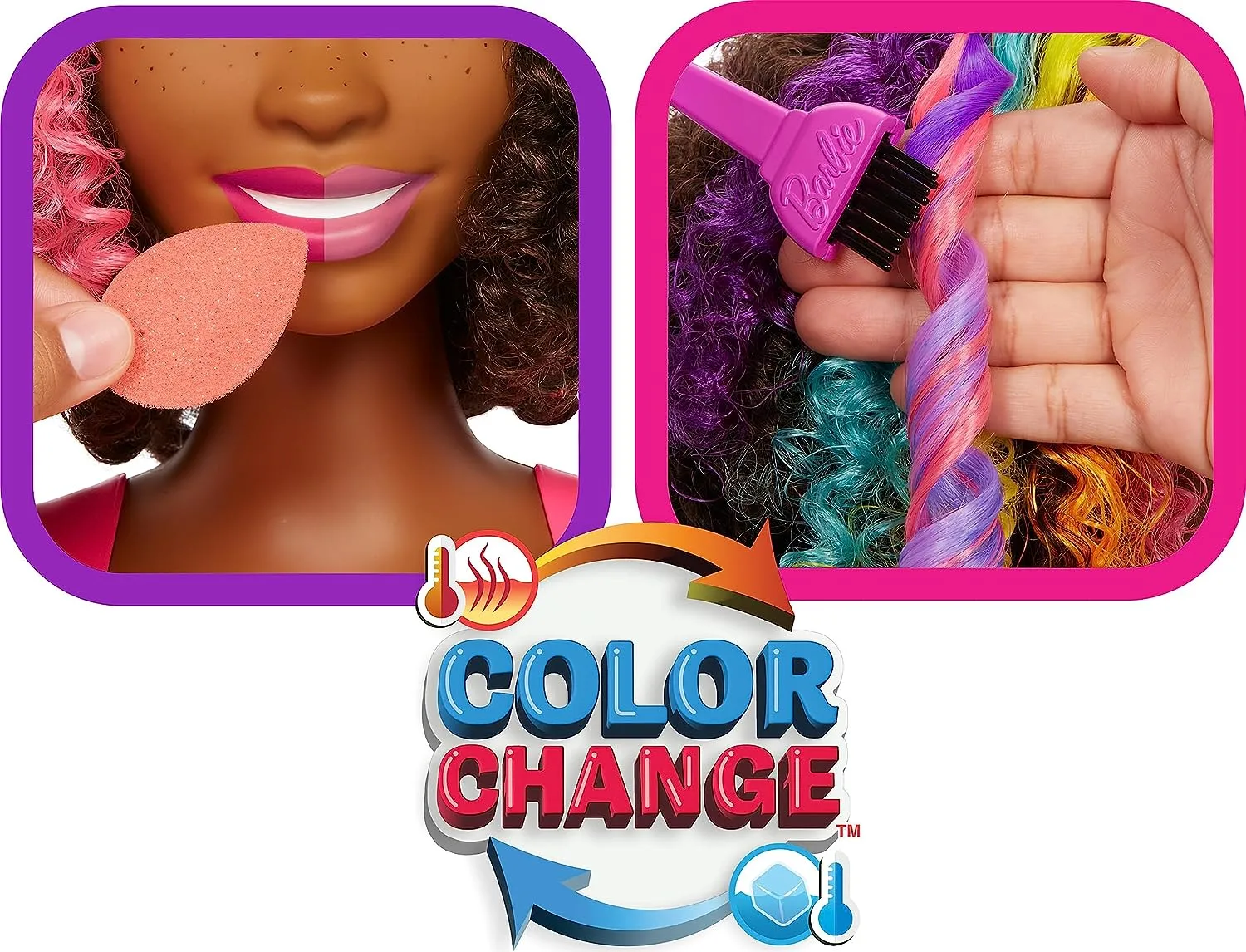 Barbie Toys Barbie Doll Deluxe Styling Head with Color Reveal Accessories and Curly Brown Neon Rainbow Hair