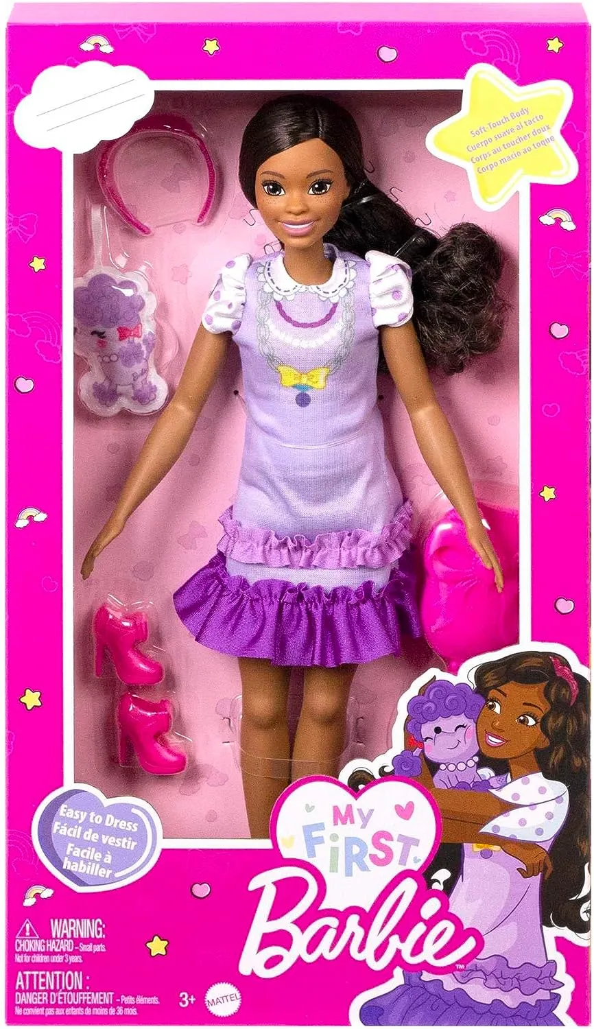 Barbie Toys ?Barbie Doll for Preschoolers, Black Hair, My First Barbie Brooklyn Doll, Kids Toys and Gifts