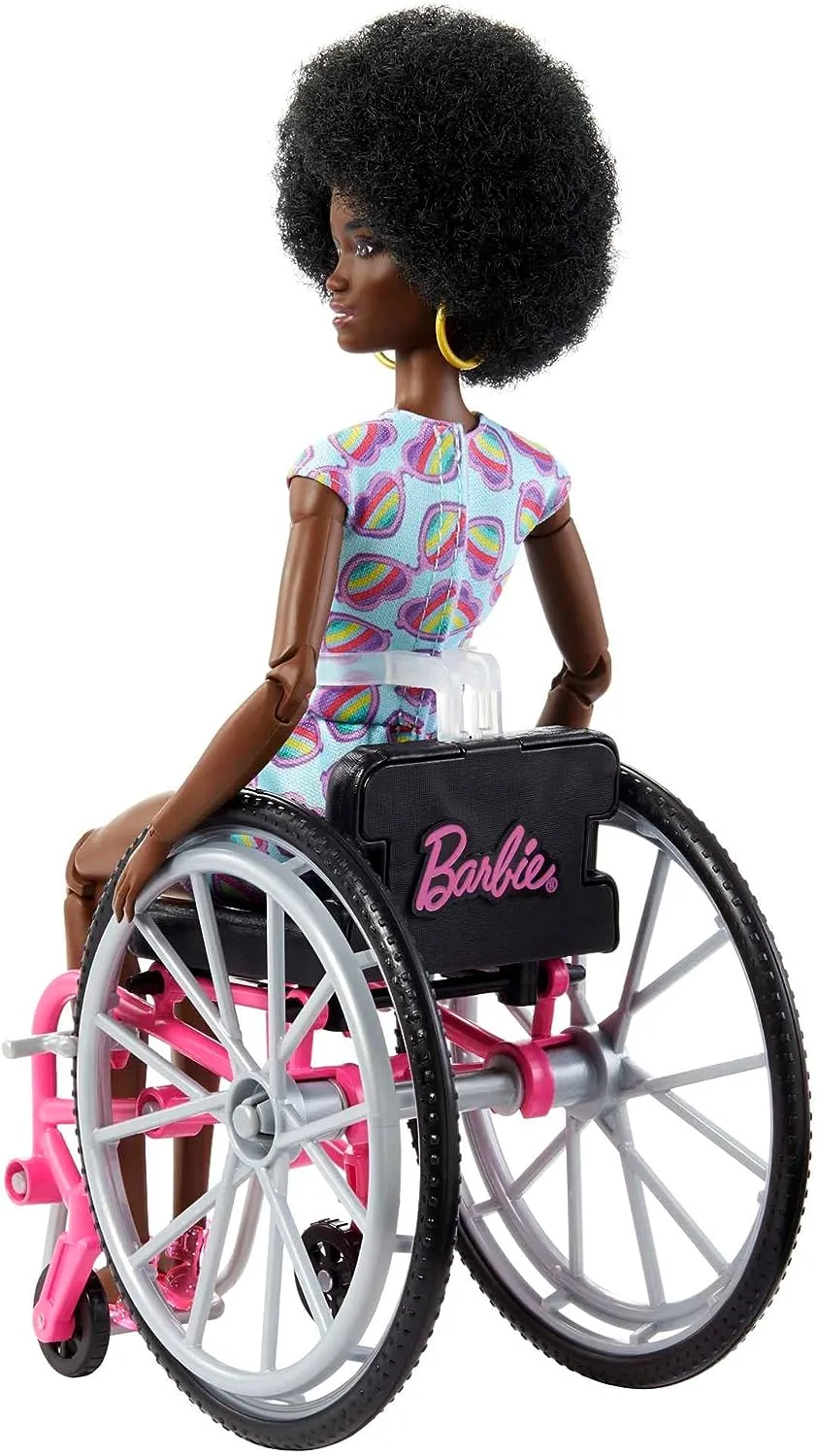 Barbie Toys ?Barbie Doll with Wheelchair and Ramp, Kids Toys, Barbie Fashionistas, Curly Black Hair