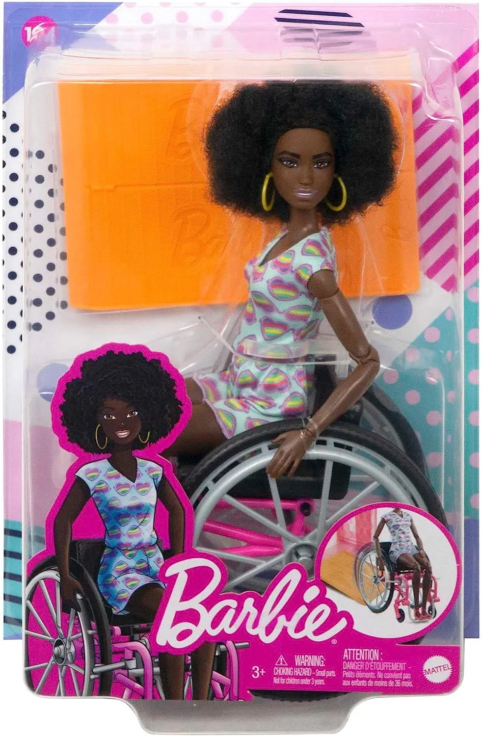 Barbie Toys ?Barbie Doll with Wheelchair and Ramp, Kids Toys, Barbie Fashionistas, Curly Black Hair