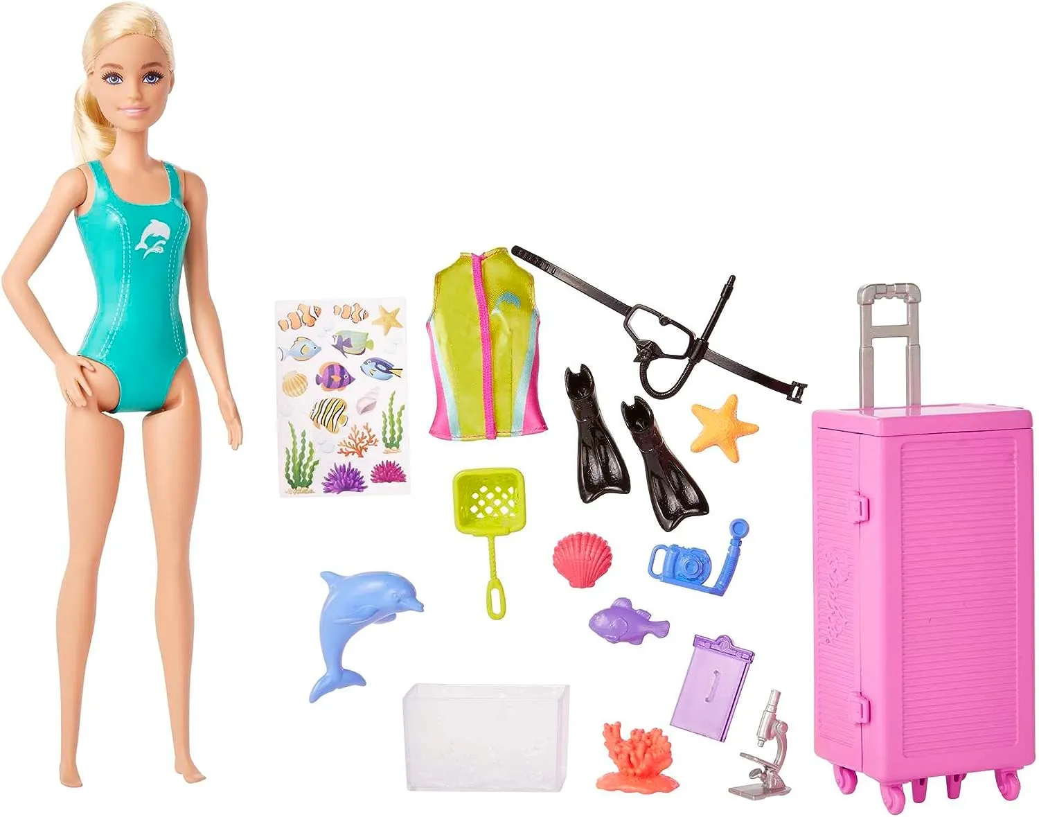 Barbie Toys Barbie Dolls & Accessories, Marine Biologist Doll (Blonde) & Mobile Lab Playset