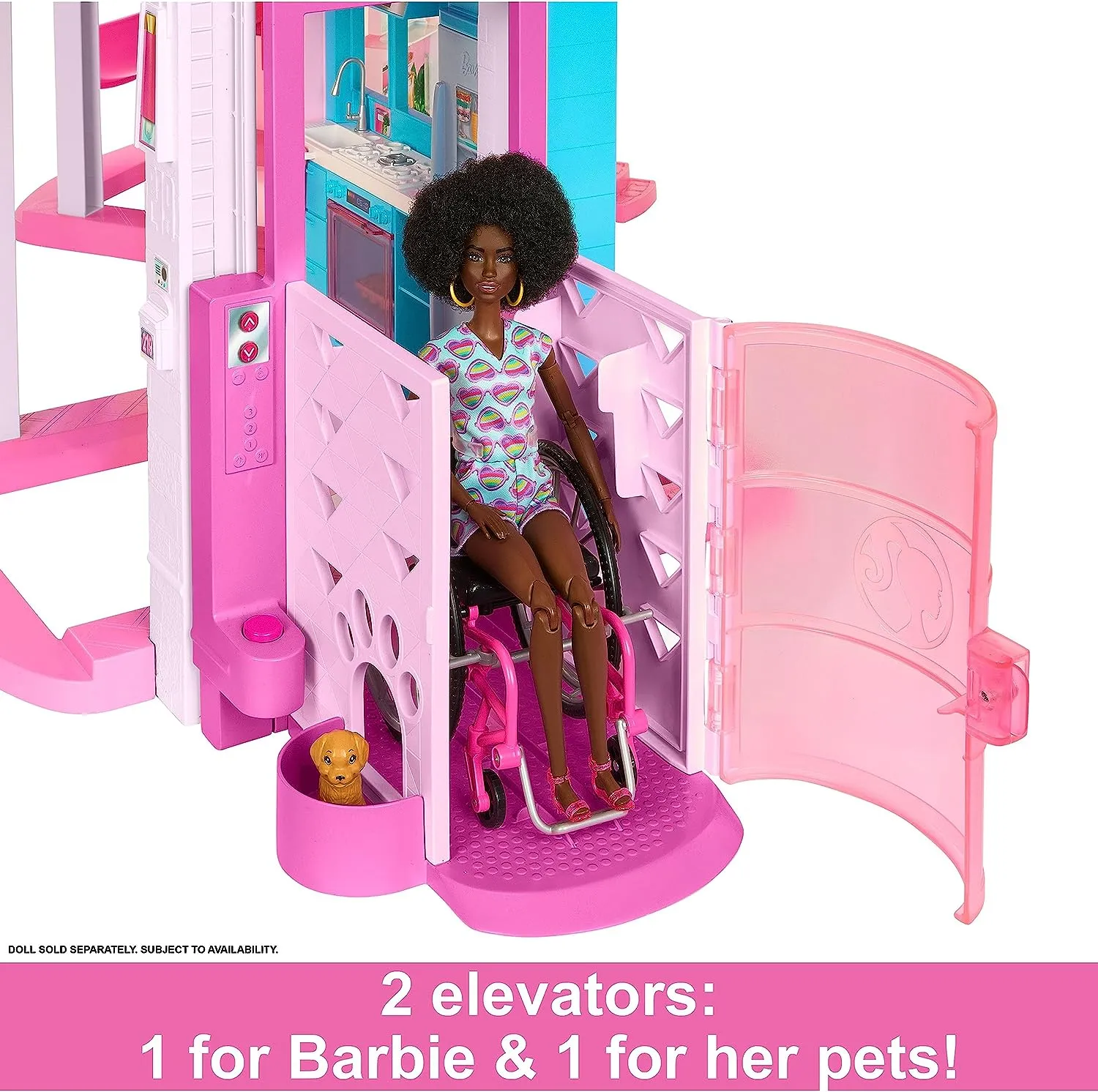 Barbie Toys Barbie Dreamhouse, Pool Party Doll House with 75  Pieces and 3-Story Slide, Elevator, 75 Doll Accessories
