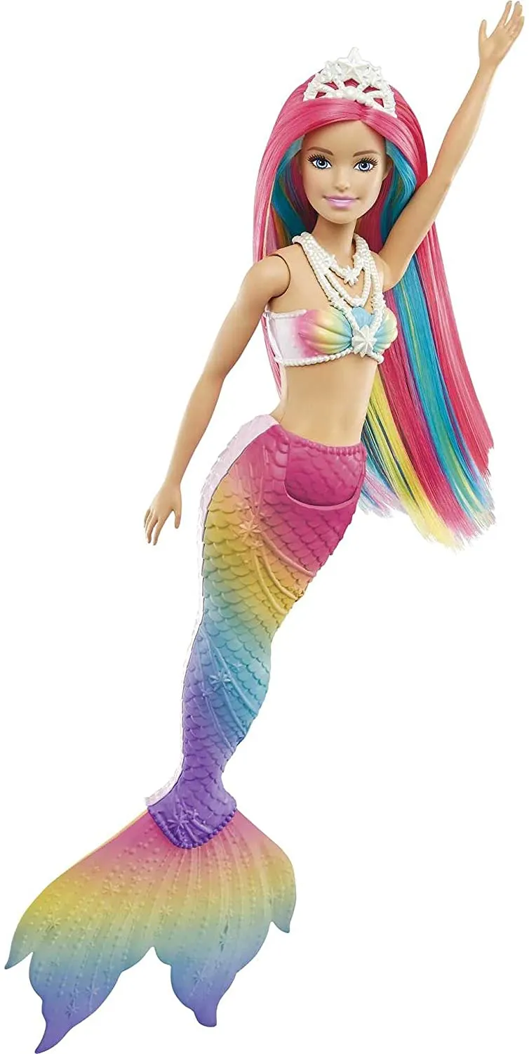 Barbie Toys Barbie Dreamtopia Rainbow Magic Mermaid Doll with Rainbow Hair and Water-Activated Color Change Feature, Gift for 3 to 7 Year Olds
