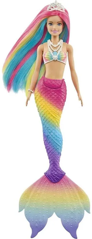 Barbie Toys Barbie Dreamtopia Rainbow Magic Mermaid Doll with Rainbow Hair and Water-Activated Color Change Feature, Gift for 3 to 7 Year Olds
