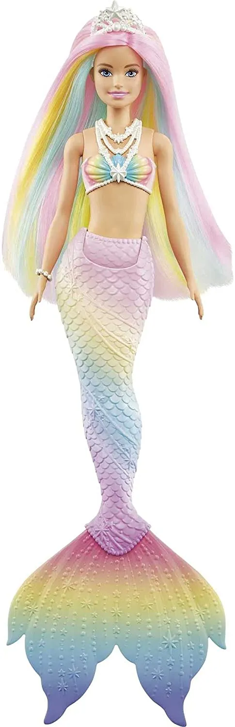 Barbie Toys Barbie Dreamtopia Rainbow Magic Mermaid Doll with Rainbow Hair and Water-Activated Color Change Feature, Gift for 3 to 7 Year Olds