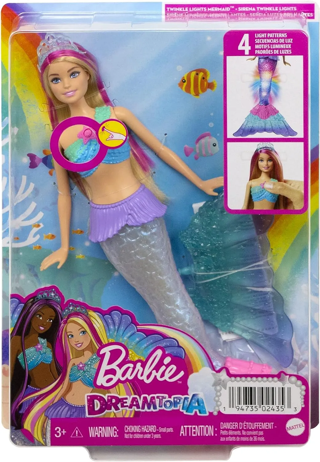 Barbie Toys Barbie Dreamtopia Twinkle Lights Mermaid Doll with Light-Up Feature, 3 to 7 Year