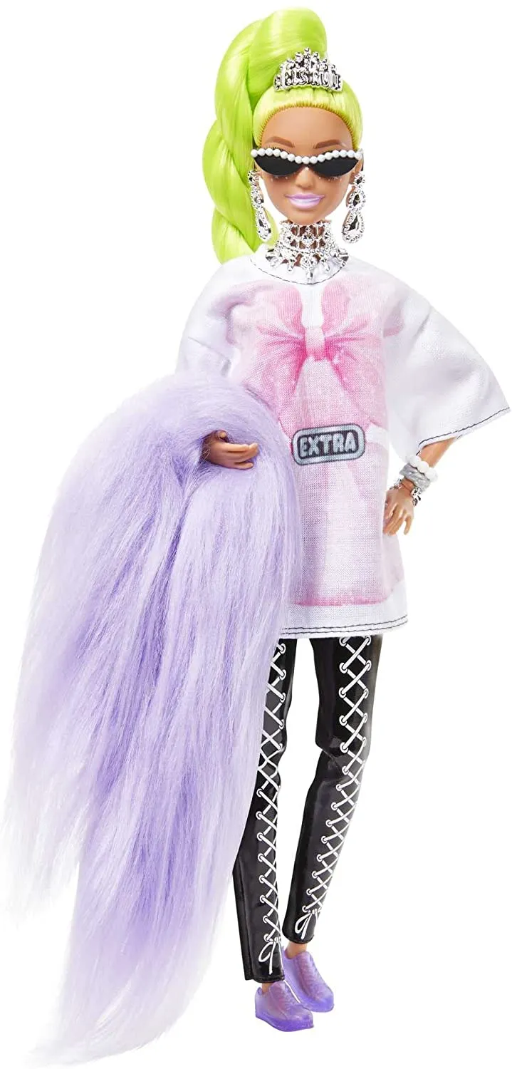 Barbie Toys Barbie Extra Doll #11 in Oversized Tee & Leggings with Pet, for Kids 3 Years Old