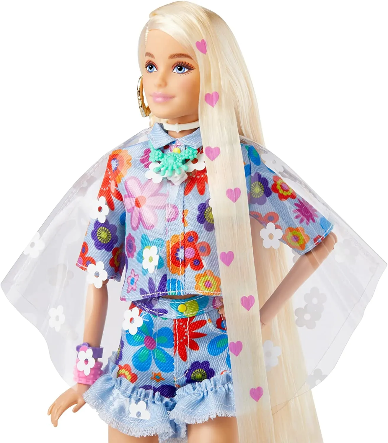 Barbie Toys Barbie Extra Doll #12 in Floral 2-Piece Outfit with Pet Bunny, for 3 Year Olds &