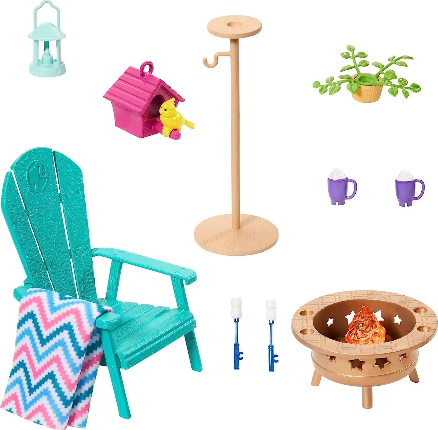 Barbie Toys Barbie Furniture and Accessory Pack, Barbie Doll House Dcor, Backyard Patio, Bonfire, Birdfeeder and Birdhouse, Kids Toys and Gifts