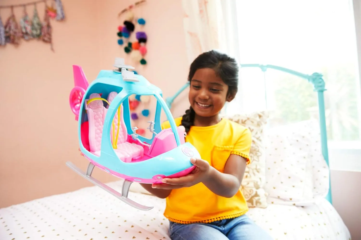 Barbie Toys Barbie Helicopter with Spinning Rotor - Pink & Blue Toy Vehicle for Ages 3-8 (FWY29)