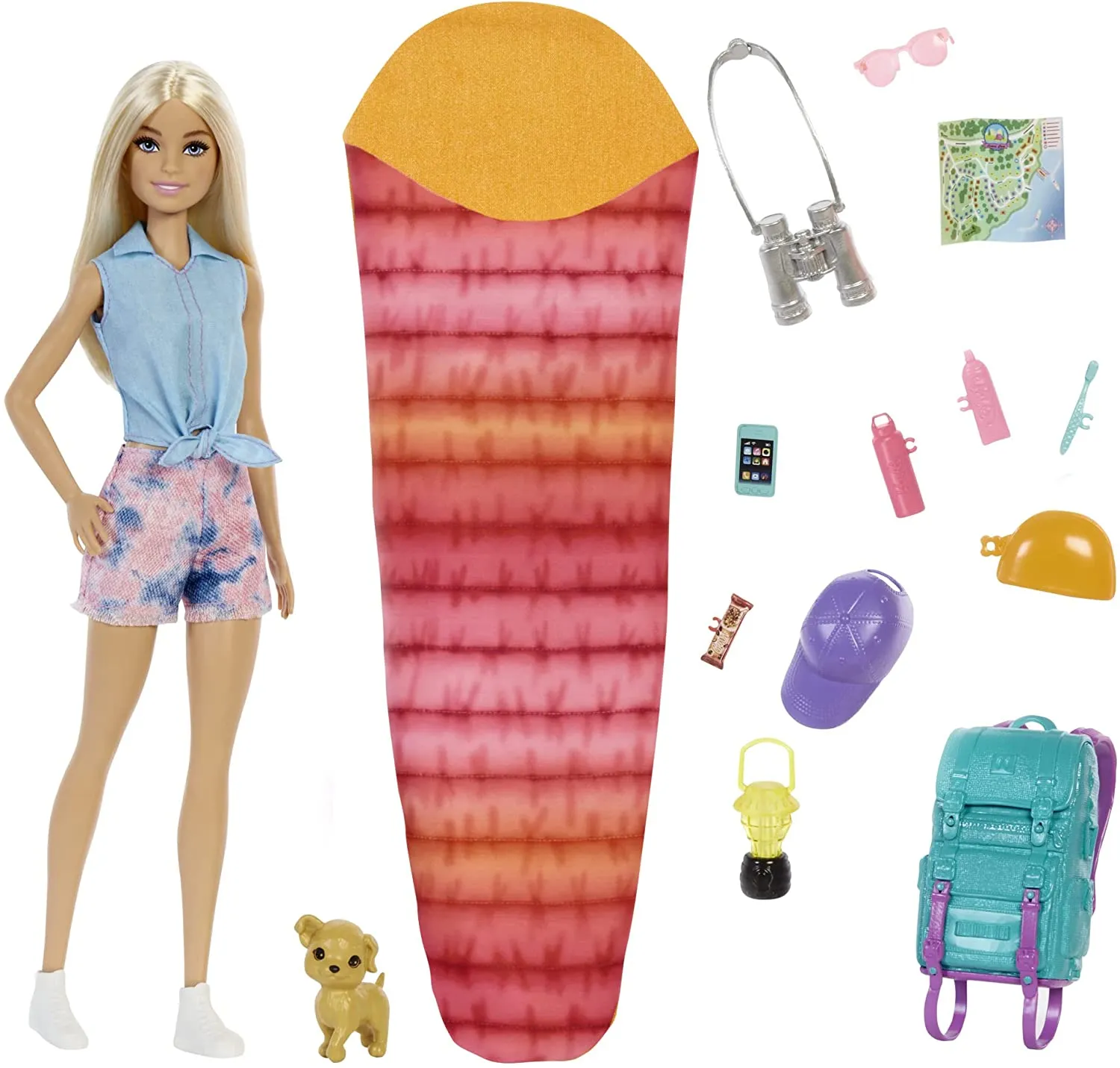 Barbie Toys Barbie It Takes Two Malibu Camping Doll with Puppy & 10  Accessories, 3 to 7 Y