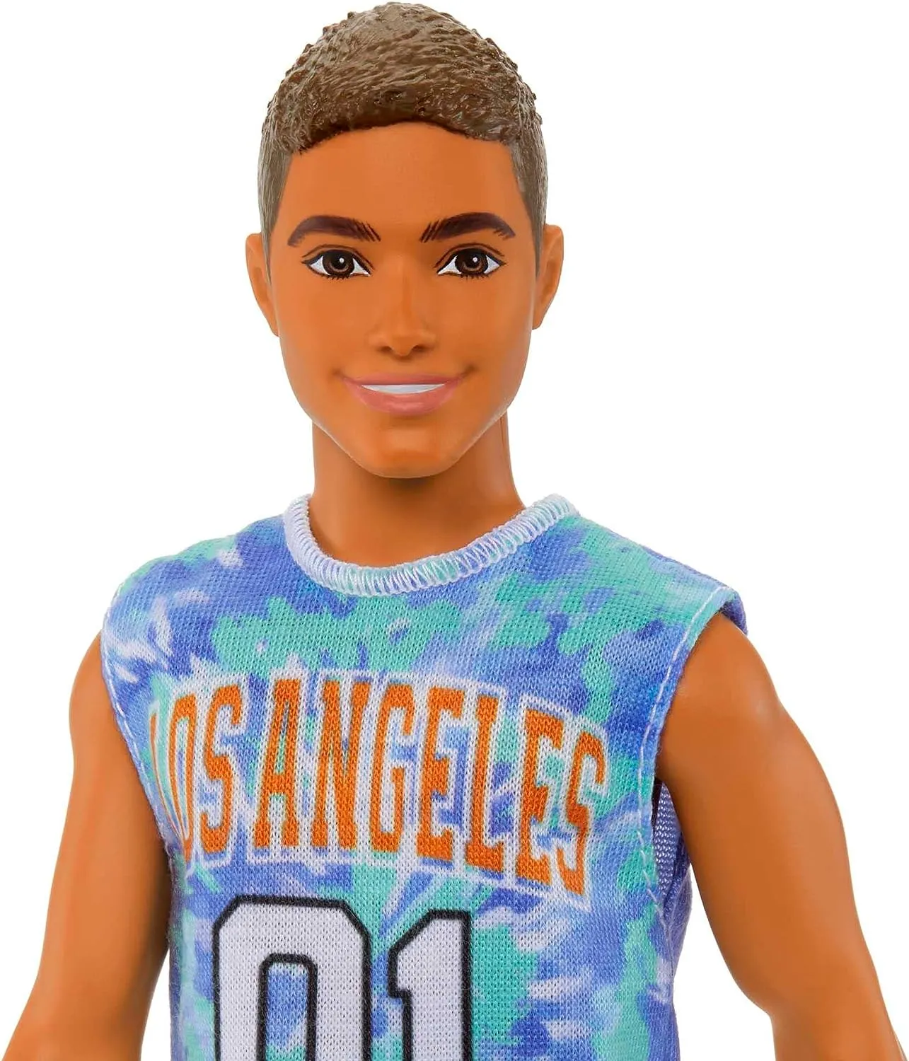 Barbie Toys Barbie Ken Fashionistas Doll #212 with Prosthetic Leg, Wearing Los Angeles Jersey and Purple Shorts with Sneakers