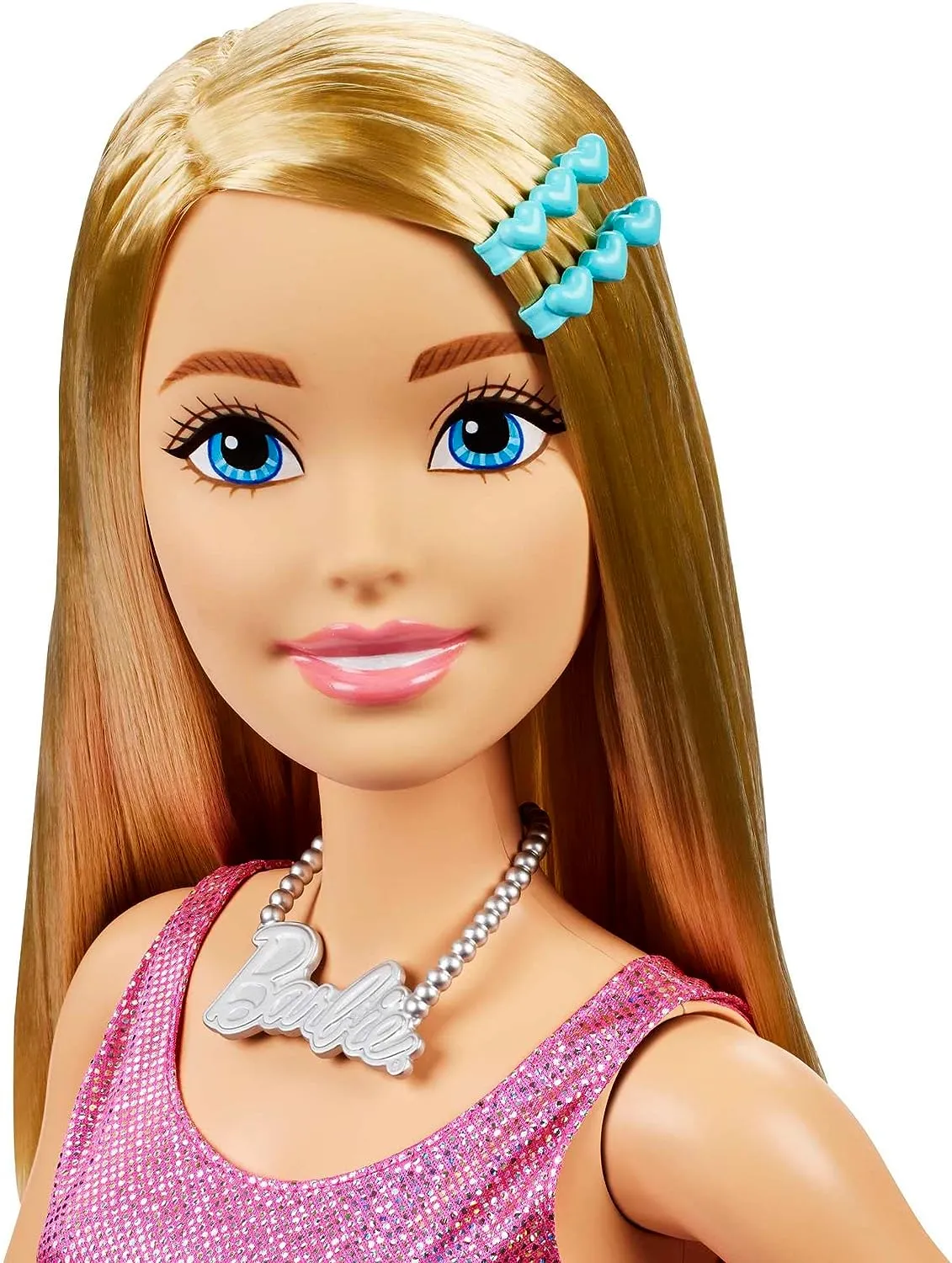 Barbie Toys Barbie Large Barbie Doll with Blond Hair, 28 Inches Tall, Shimmery Pink Dress with Necklace and Hair Clip Accessories