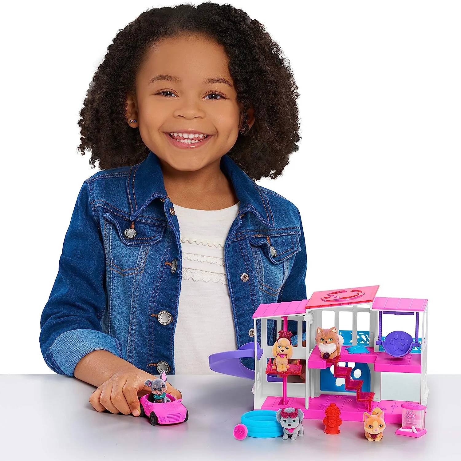 Barbie Toys Barbie Pet Dreamhouse 2-Sided Playset, 10-pieces Include Pets and Accessories