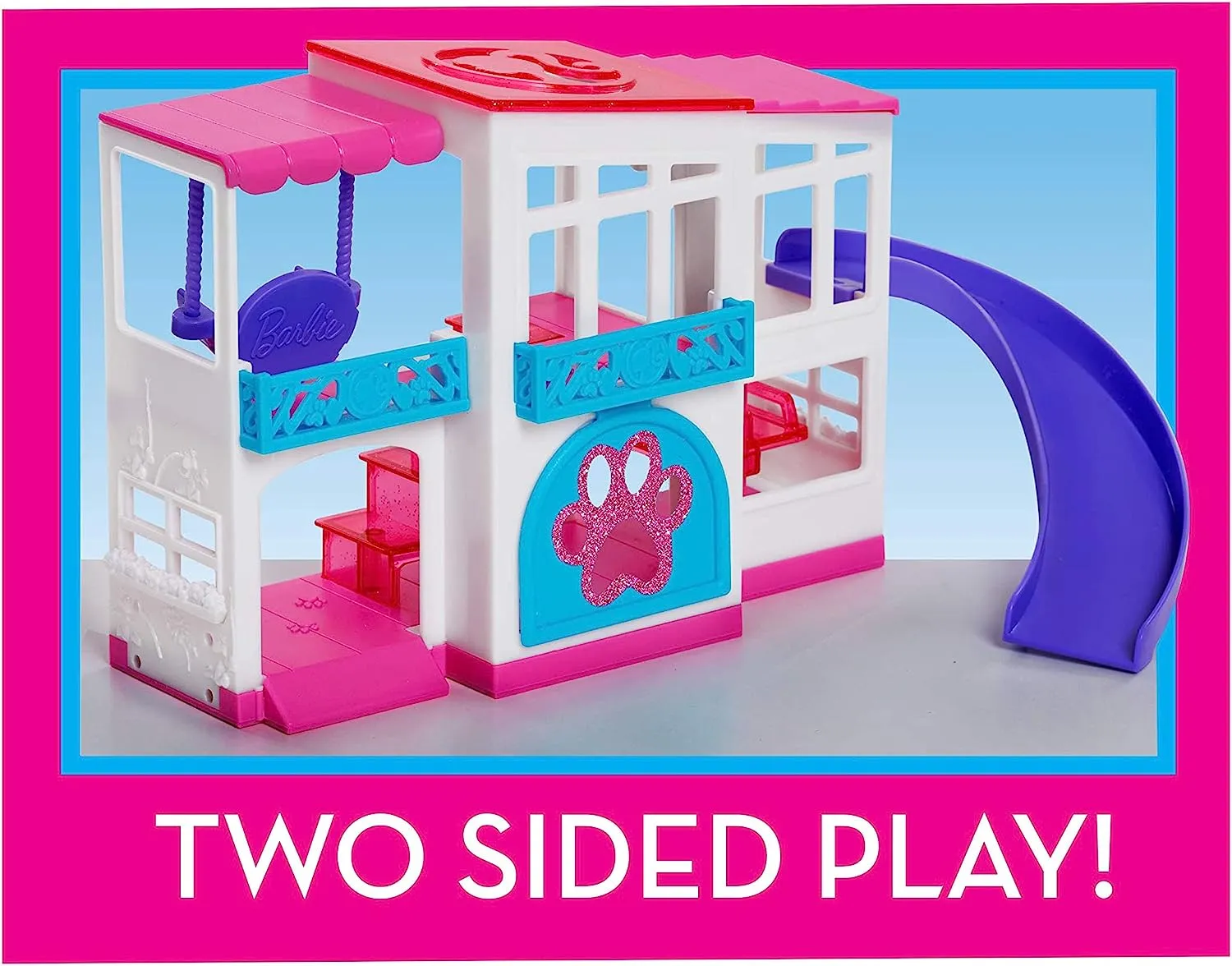 Barbie Toys Barbie Pet Dreamhouse 2-Sided Playset, 10-pieces Include Pets and Accessories