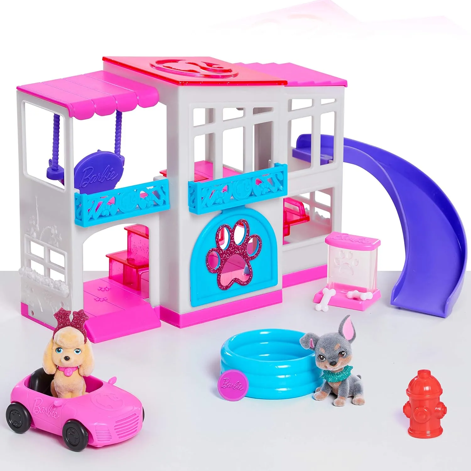 Barbie Toys Barbie Pet Dreamhouse 2-Sided Playset, 10-pieces Include Pets and Accessories