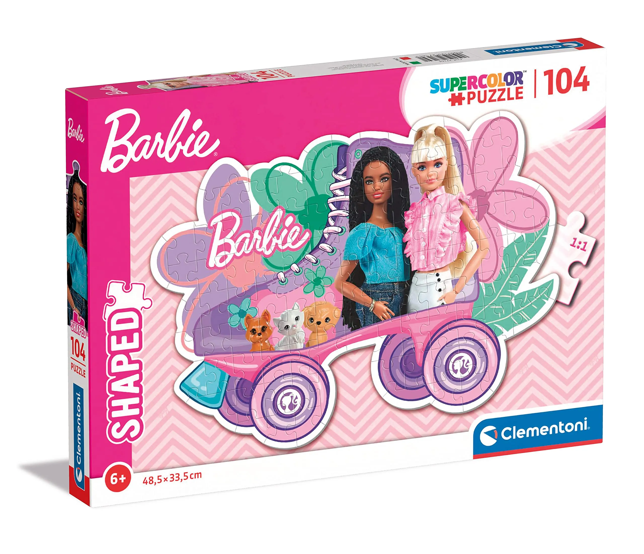 Barbie Toys Clementoni - Barbie Supercolor Shaped 104-Piece Jigsaw Puzzle for Kids